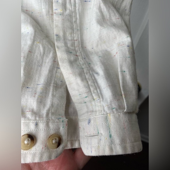 BEN SHERMAN Men's White with colorful threading running through Button-Up shirt - Picture 9 of 10